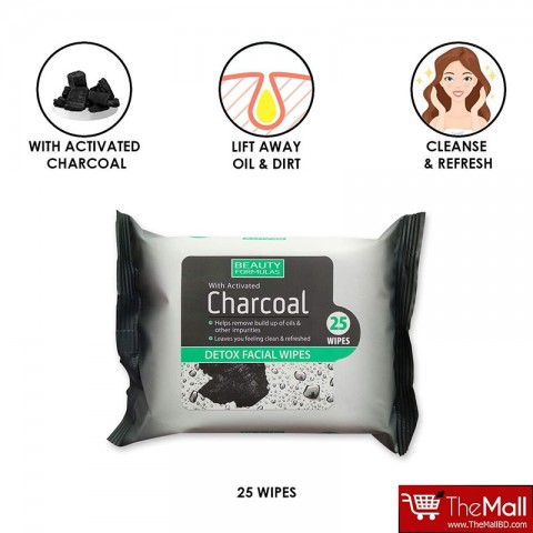 Beauty Formulas Charcoal Detox Facial 25 Wipes