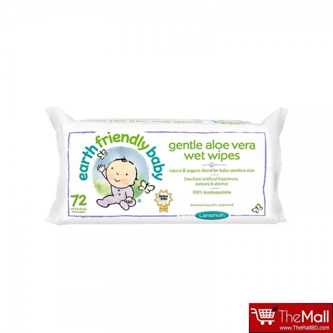 Earth Friendly Baby Gentle Aloe Vera Wet Wipes - 72 Wipes