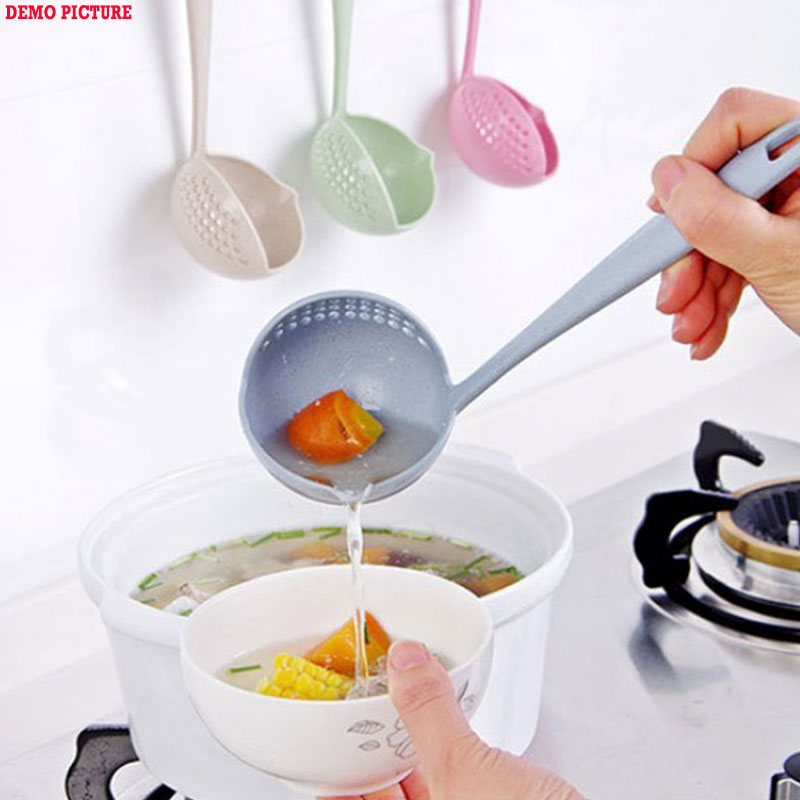 2 in 1 Long Handle Silicone Cooking Colander Ladle Pot Spoon (301107)