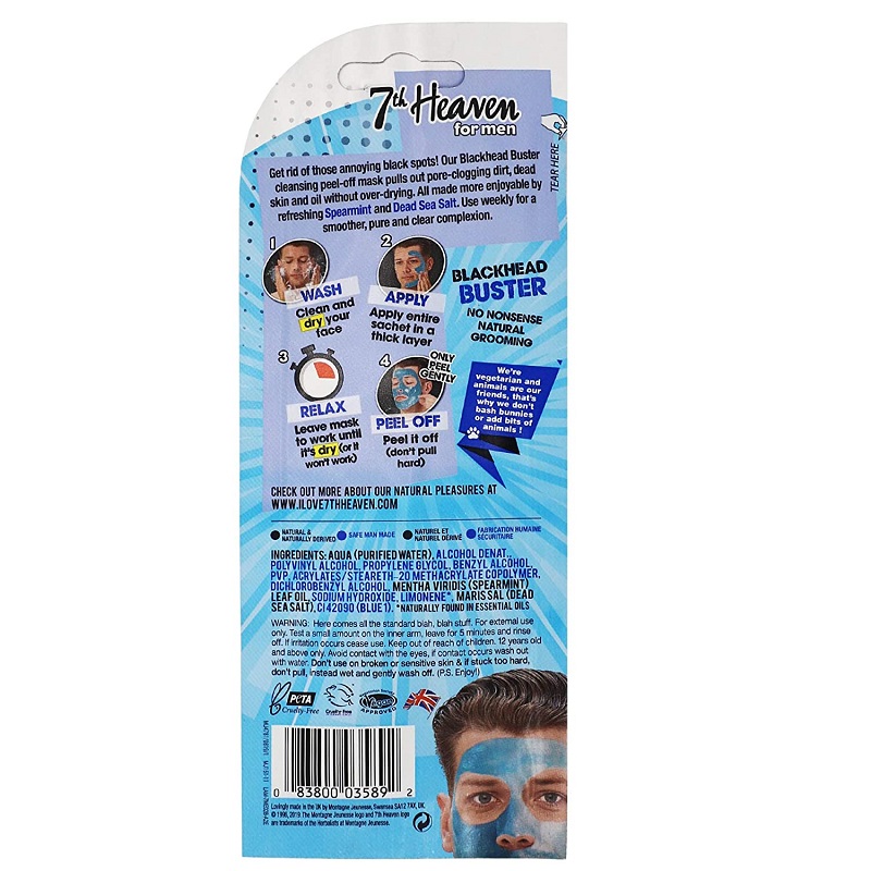 7th Heaven Blackhead Buster Peel - Off Face Mask For Men 10ml