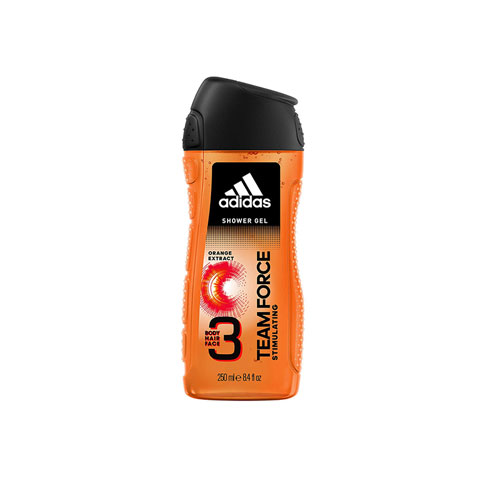 Adidas Team Force Stimulating Shower Gel With Orange Extract For Body Hair Face 250ml