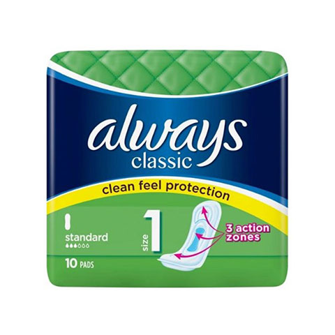 Always Classic Clean Feel Protection Standard Size 1 Pads -10 Pads