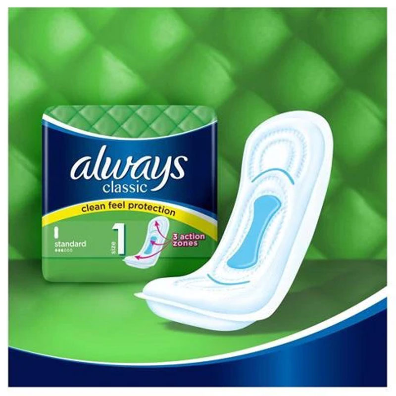 Always Classic Clean Feel Protection Standard Size 1 Pads -10 Pads
