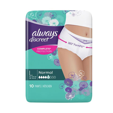 Always Discreet Complete Protection Normal Panty L Size - 10 pants