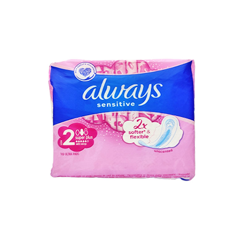 Always Sensitive Super Plus with Wings Ultra 10 Pads - Size 2