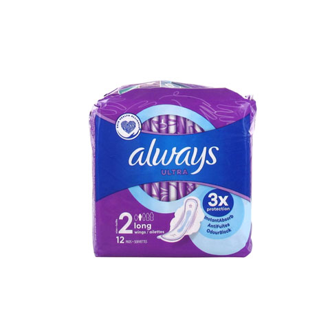 Always Ultra Long 3x Protection Sanitary Napkins Size 2 - 12 Pads