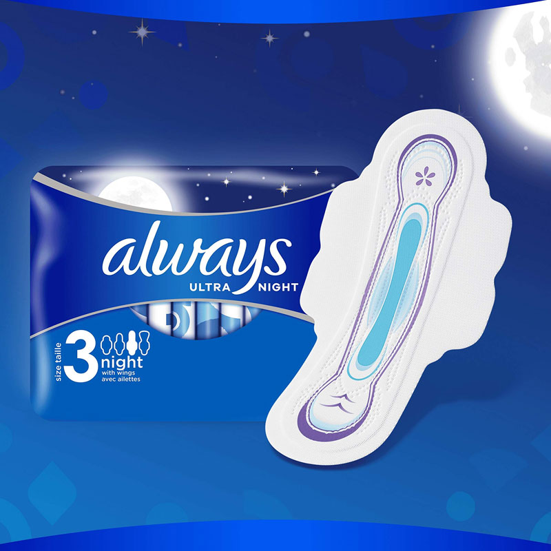 Always Ultra Night (Size 3) Sanitary Pads With Wings - 7 Pads