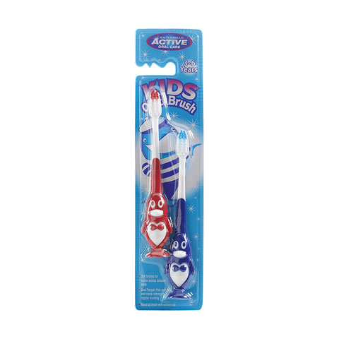 Beauty Formulas Kids Quick Toothbrush 3-6 Years - Penguin Deep Blue & Red