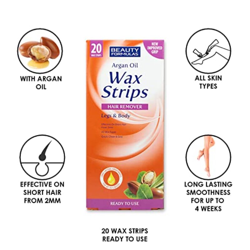 Beauty Formulas Argan Oil Wax Strips Hair Remover 20 Strips