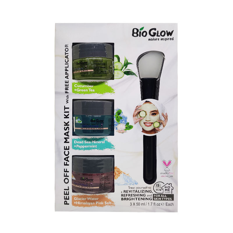 Bio Glow Peel Off Face Mask Kit With Free Applicator 3 x 50ml
