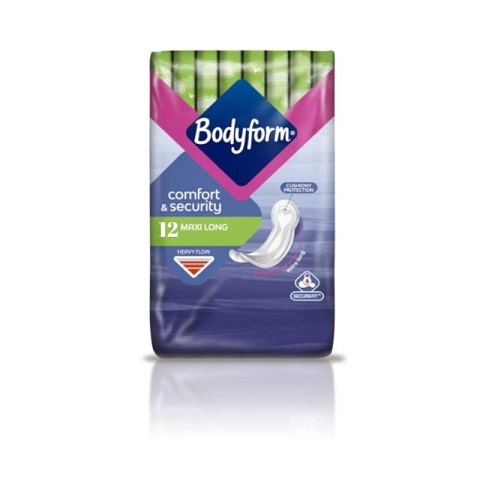 Bodyform Comfort & Security Maxi Long Pads For Heavy Flow - 12 Pads