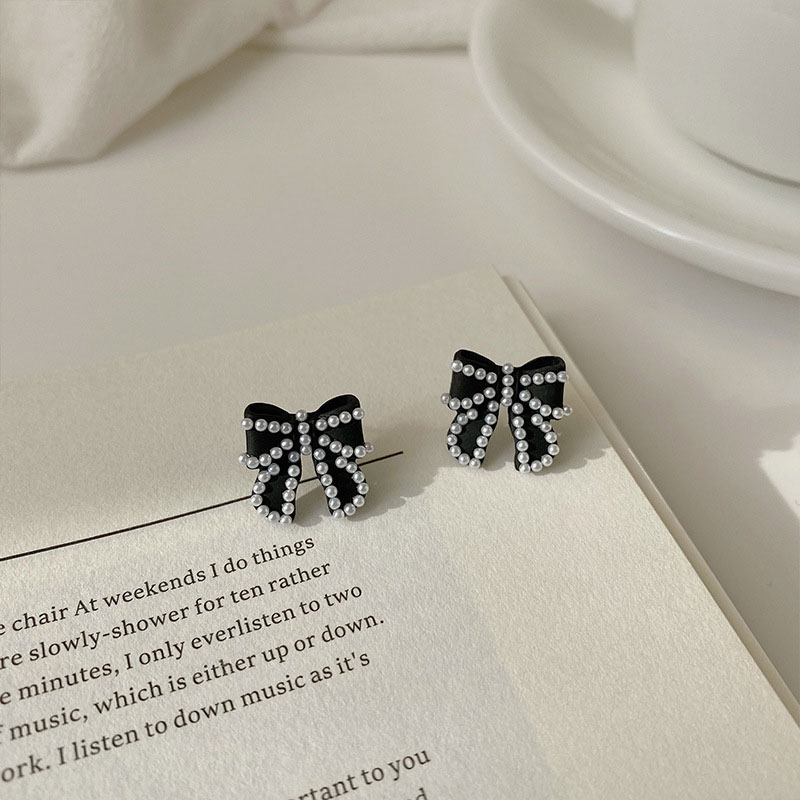 Bow Tie Shape Earring With Mini Pearls (906) || The MallBD