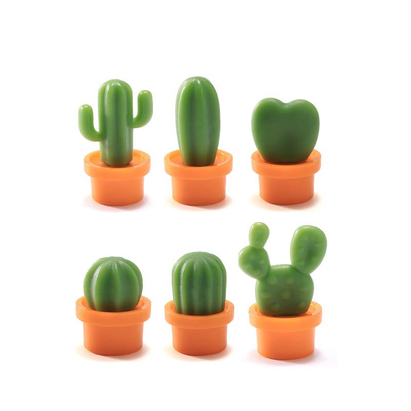 Cactus Magnetic Refrigerator Stickers 6pcs - Orange (20182)