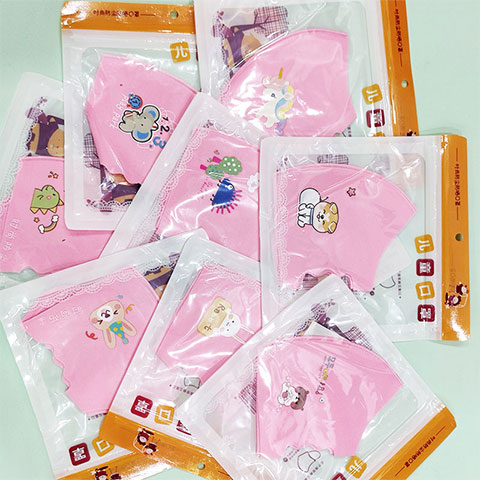 Cartoon Ice Silk Cotton Cloth Baby Mask 1pcs - Pink