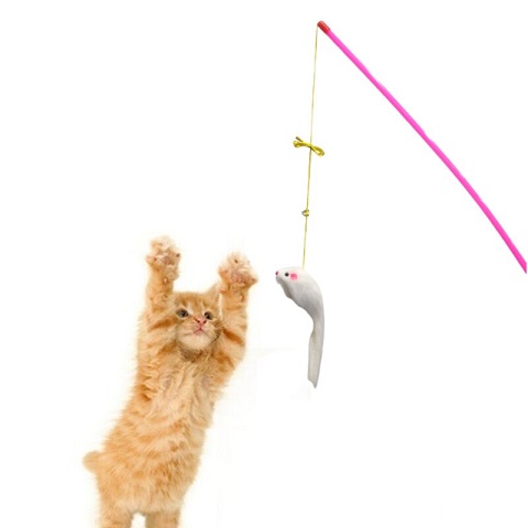 Cat Toy Fishing Rod Mouse Funny Cat stick - Pink (20231)