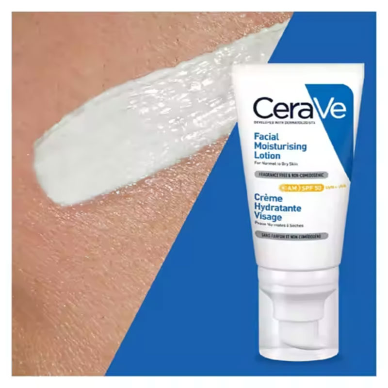 CeraVe AM Facial Moisturising Lotion For Normal To Dry Skin 52ml - SPF 50