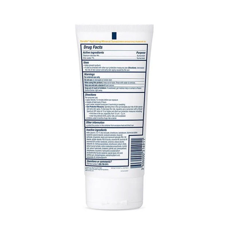 CeraVe Hydrating Mineral Sunscreen for Body 150ml - SPF50 || The MallBD