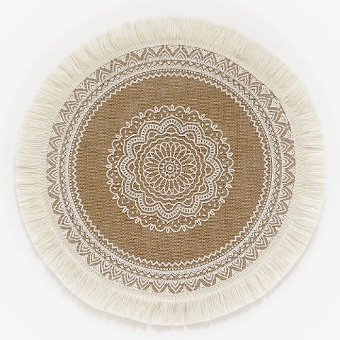 Classic Round Jute Dining Table Mat - White (1001102)