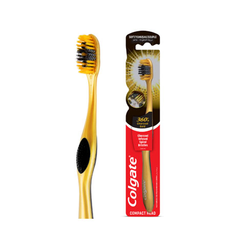 Colgate 360 Charcoal Gold Soft Toothbrush - Black
