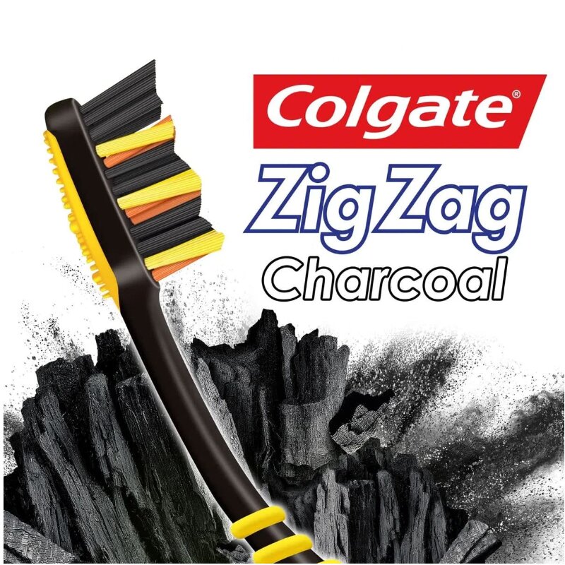 Colgate Zigzag Charcoal Toothbrush 3pk - Yellow