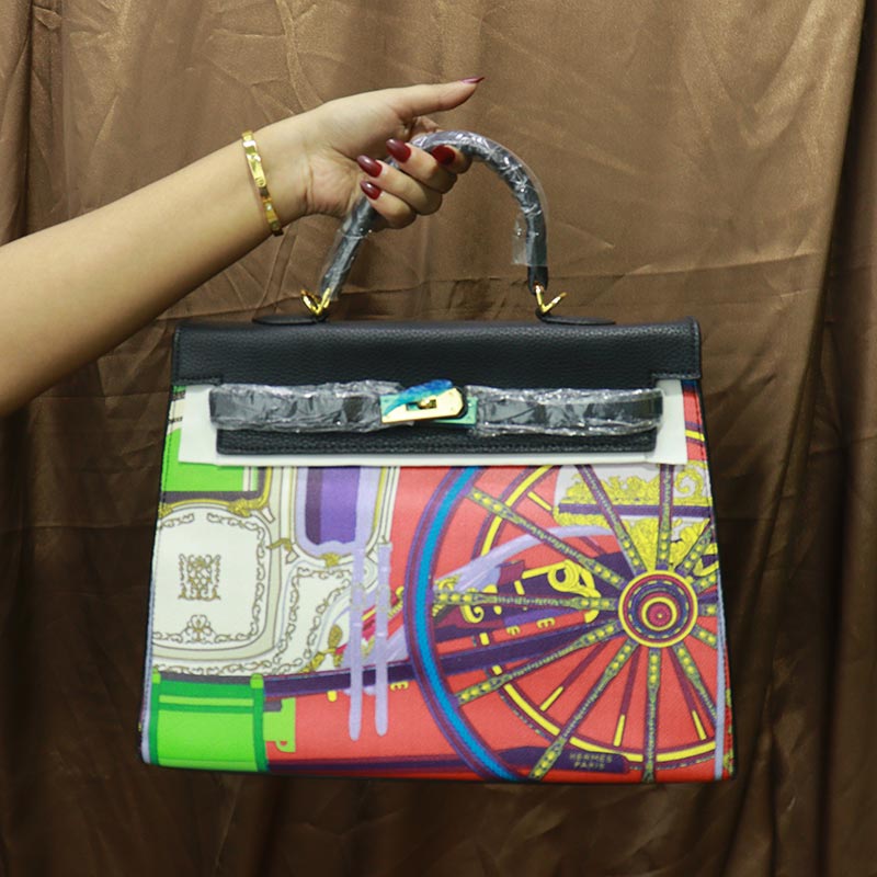 Colorful Printed Women's Handbag (20118) - Black