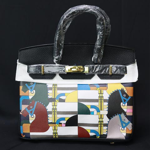 Colorful Printed Women's Handbag (2016-1) - Black