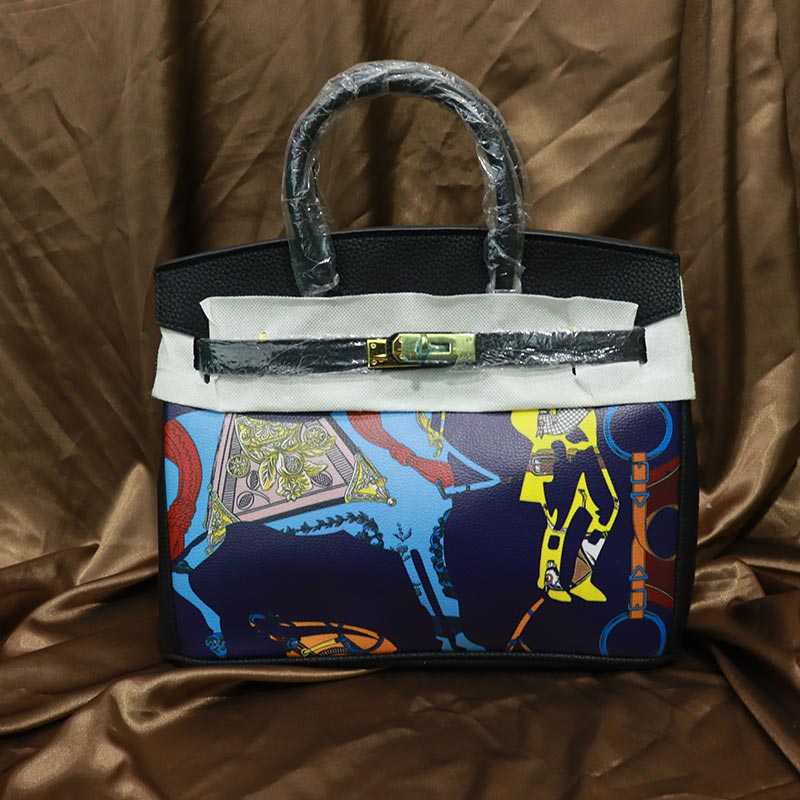 Colorful Printed Women's Handbag (2016-1) - Blue
