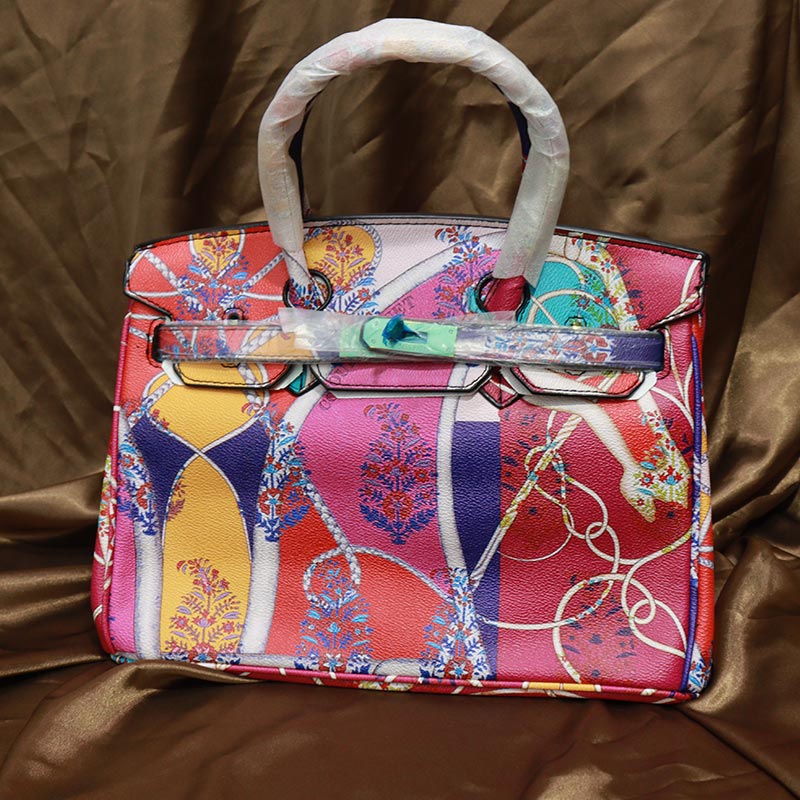 Colorful Printed Women's Handbag (2016-1) - Rose Red