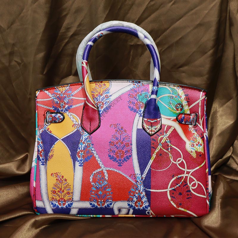 Colorful Printed Women's Handbag (2016-1) - Rose Red