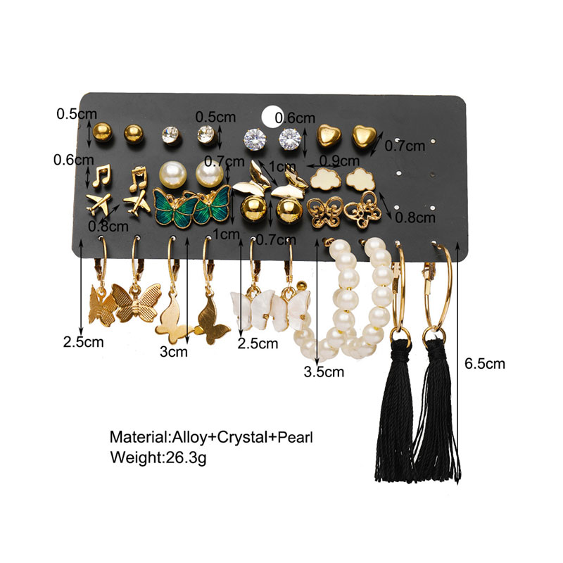 Creative Retro Golden Earrings Set - 17 Pairs (301035)