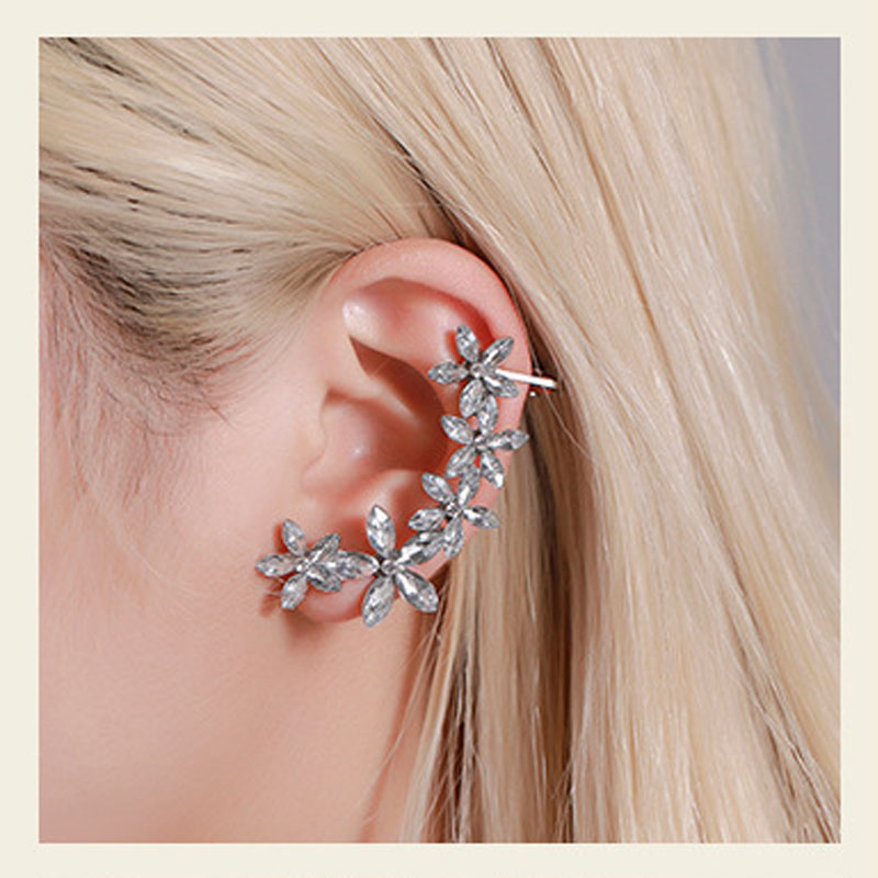 Cute Rhinestone Stud Single Crystal Hook Earrings - B