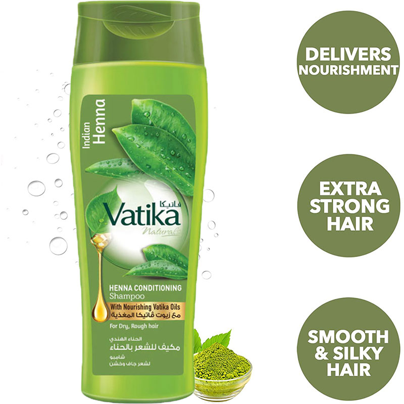 Dabur Vatika Naturals Indian Henna Conditioning Shampoo For Dry Rough Hair 400ml