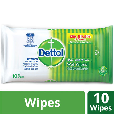 Dettol Anti-Bacterial Wet Wipes - 10 Wipes