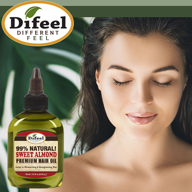 Difeel Premium Natural Sweet Almond Hair Oil 75ml