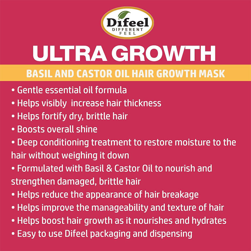 Difeel Ultra Growth Basil & Castor Oil Pro Growth Hair Mask 236ml