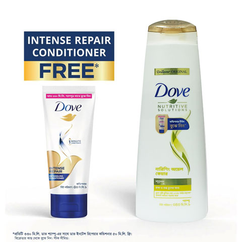 Dove Shampoo Nourishing Oil Care 340ml (Get Intense Repair Conditioner 50 ml Free)