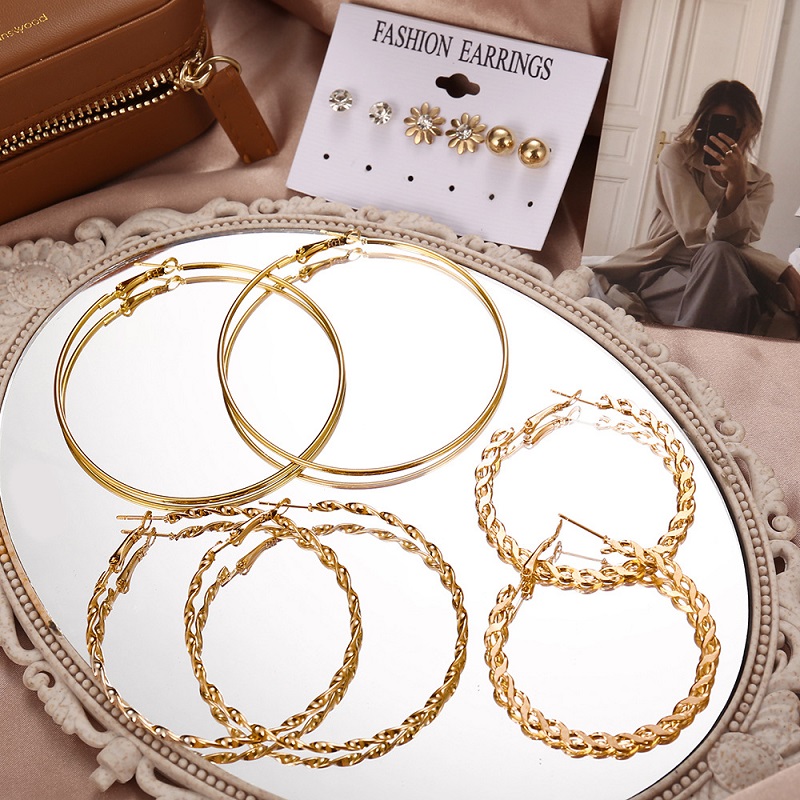 Exaggerated Large Circle Earrings Set (20145)
