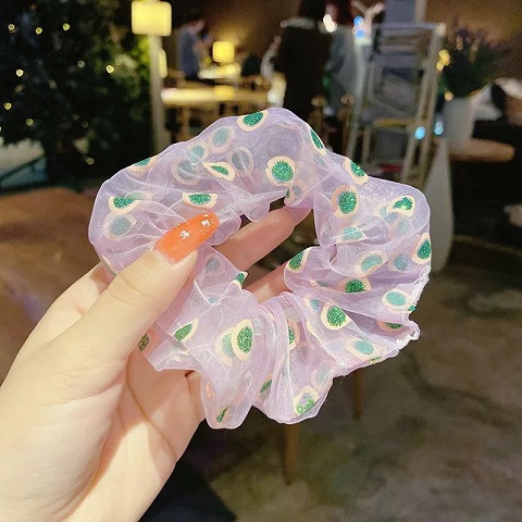 Fashionable Organza Hair Scrunchies for Women - Lavender