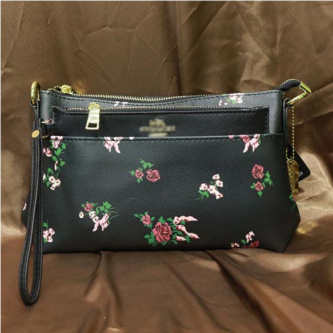 Flower Print Inspired By Ladies Shoulder Bag (1887) - Black