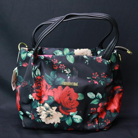 Flower Print Small Ladies Hand Bag (997) - Black