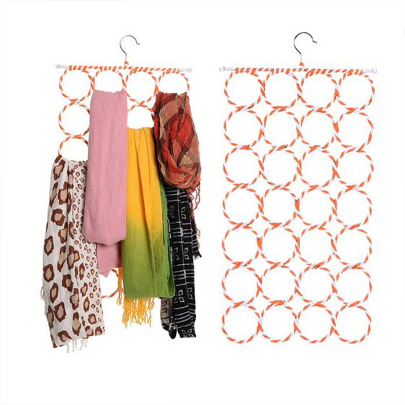 Foldable 28 Ring Scarf Hanger - Orange & White