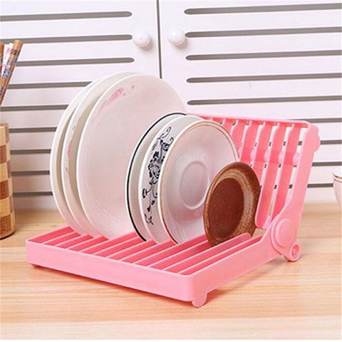 Foldable Kitchen Dish Rack - Pink
