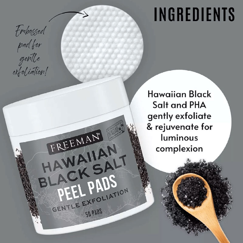Freeman Gentle Exfoliating Hawaiian Black Salt Peel Pads - 50 Pads