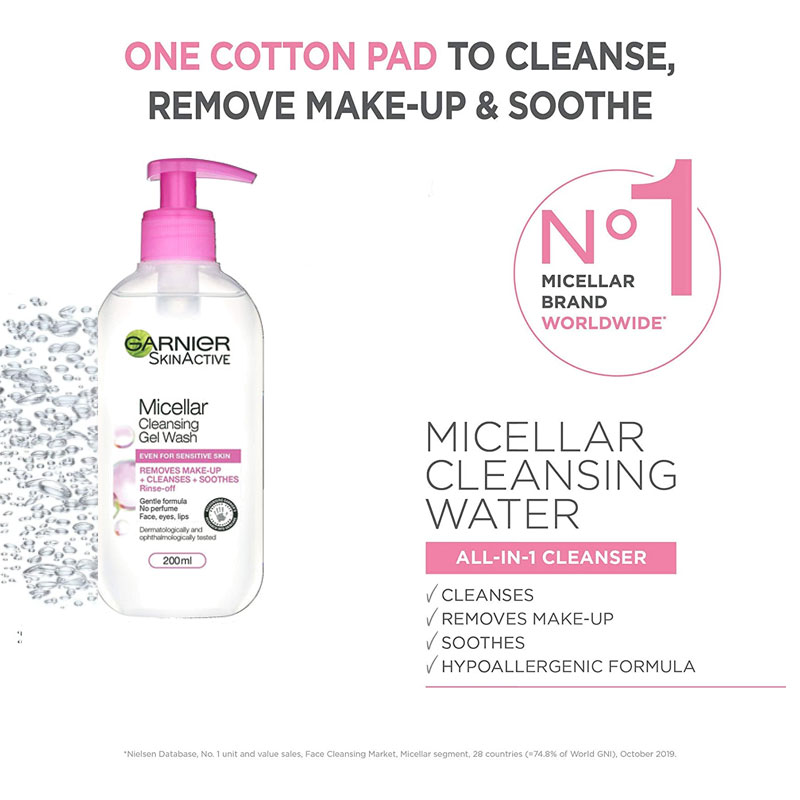 Garnier Skin Active Micellar Cleansing Gel Wash For Sensitive Skin 200ml