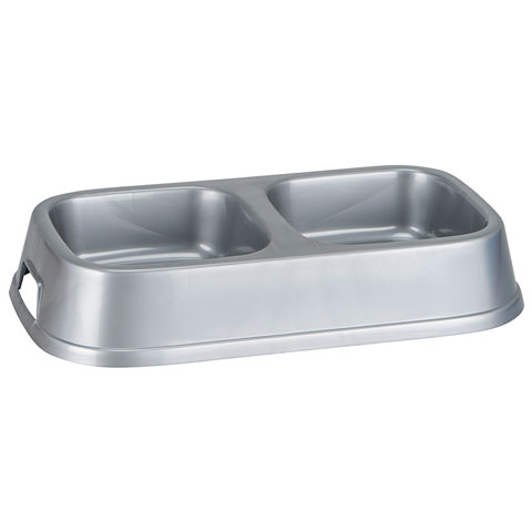 Good Boy Double Diner Dog Bowl - Silver (3047)
