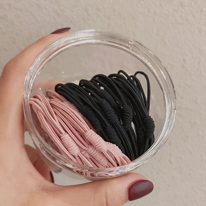High Elastic Hair Ring 20pcs Korean Rubber Bands - Black & Pink || The  MallBD