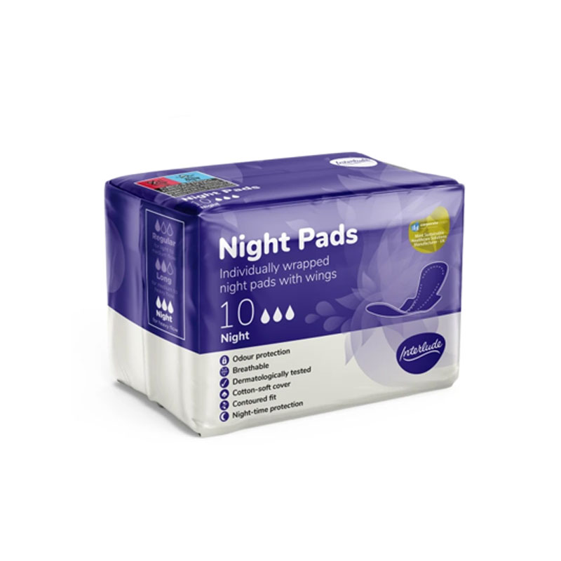 Interlude Individually Wrapped Night Pads With Wings - 10 Pads