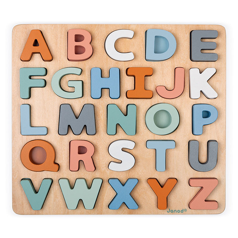 Janod Sweet Cocoon Alphabet Puzzle Wooden Toy & Blackboard