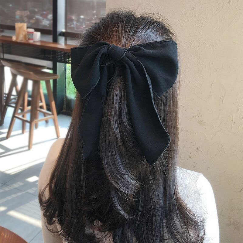Japanese Style Big Bow Head Rope Hairband - Black