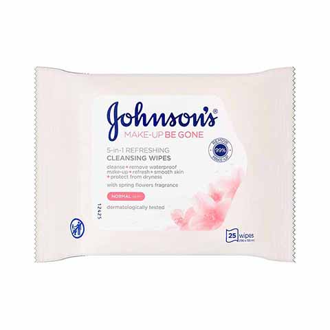 Johnson's Make Up Be Gone Refreshing Cleansing Wipes For Normal Skin - 25 Wipes